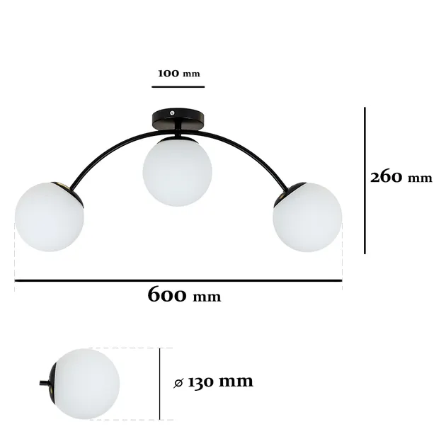 Люстра стельова молекула 7529907-3 BK+WH