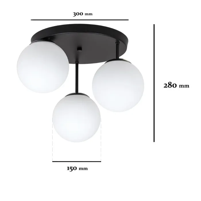 Люстра стельова 756HPR150F-3 BK+WH